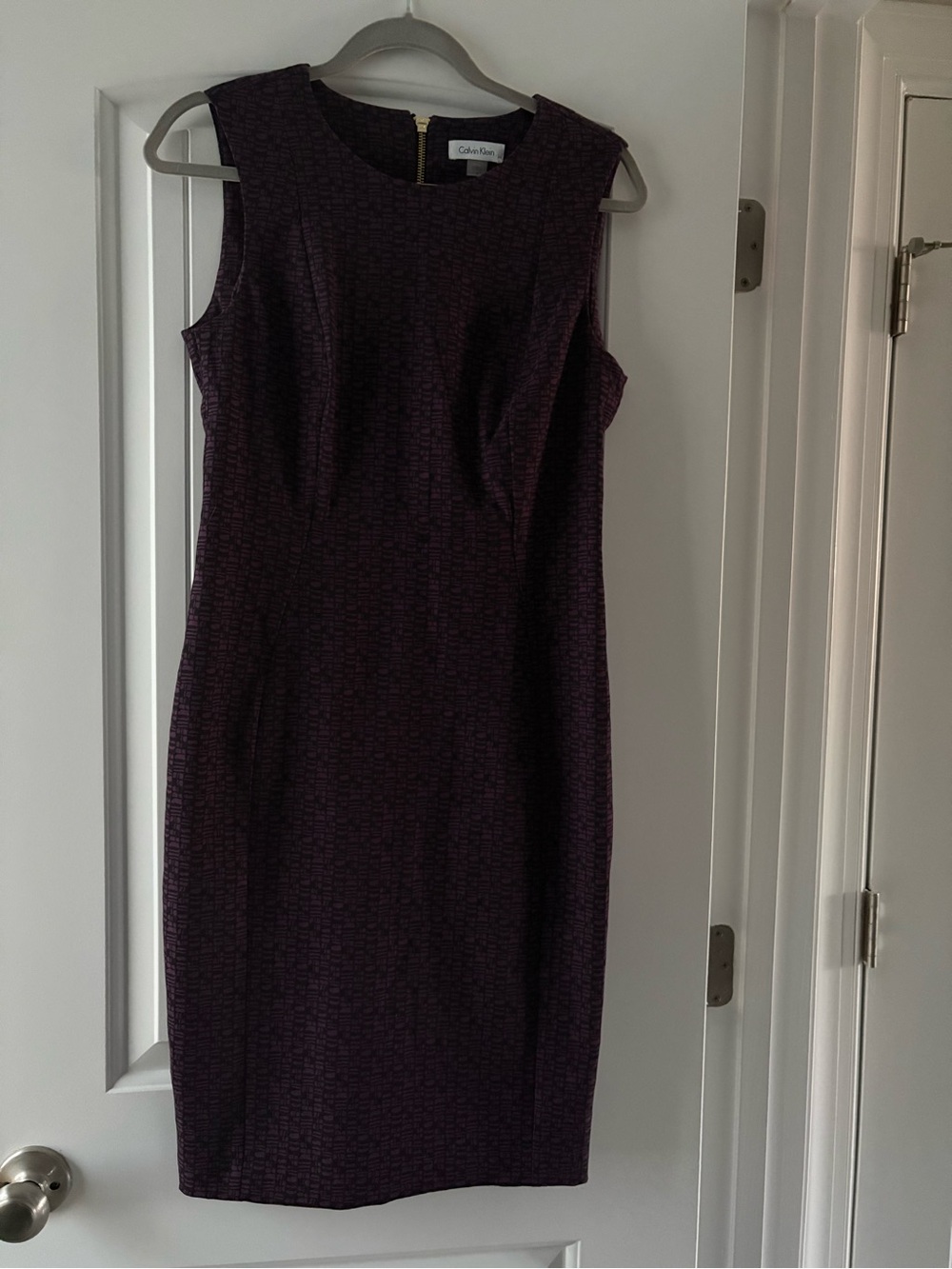 Calvin Klein Sheath Dress Size 8 Geometric Sleeveless Career Office Chic Mod NWT